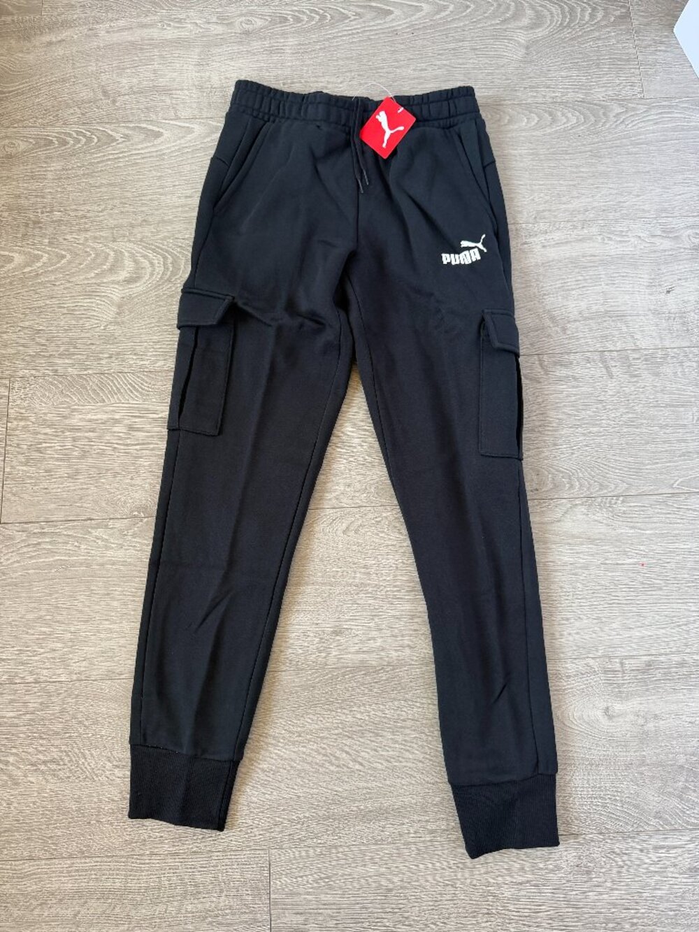 PUMA Black Cargo Sweatpants Joggers Small Regular Fit NWT